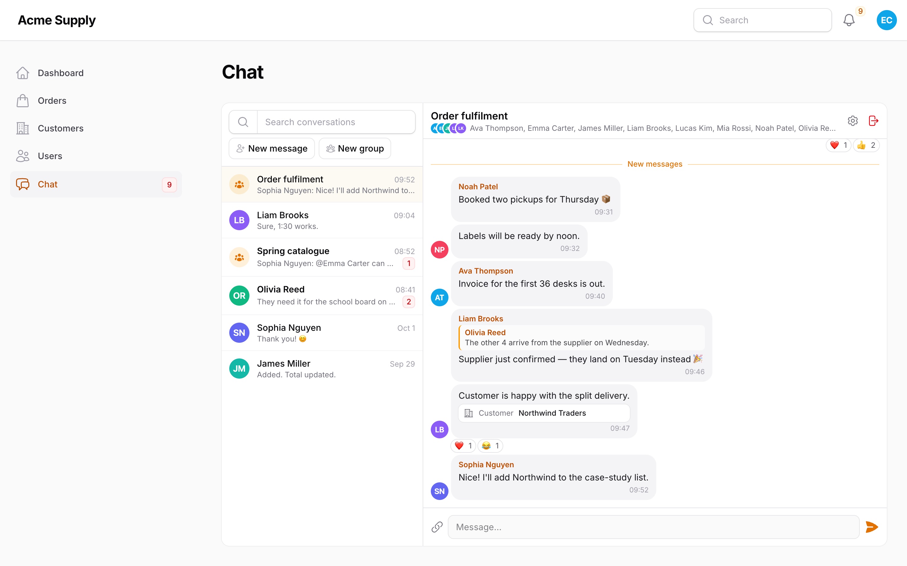 The Chat page