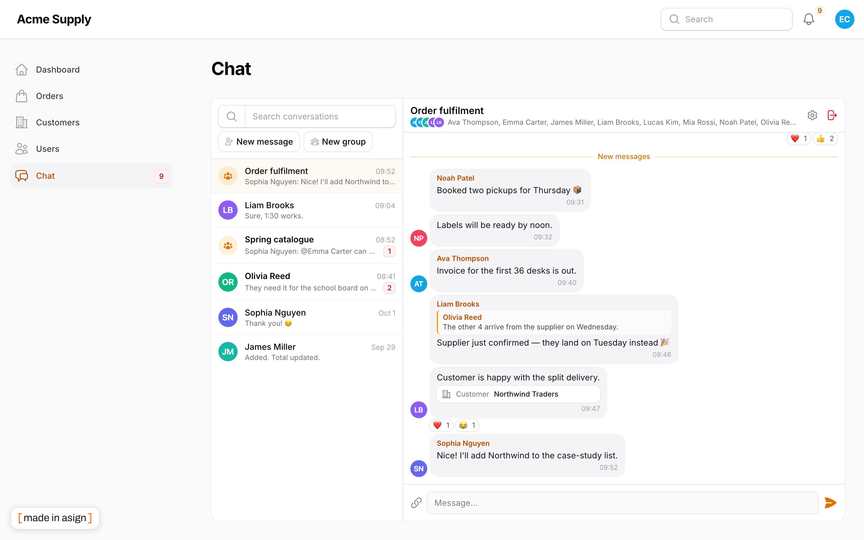 The Chat page
