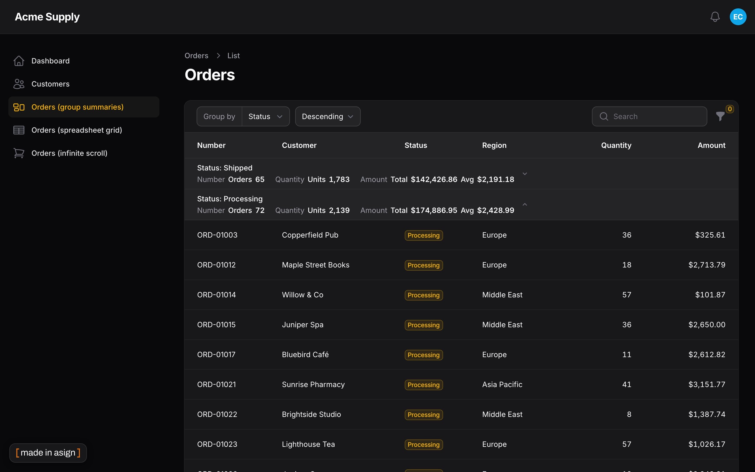 The same in dark mode