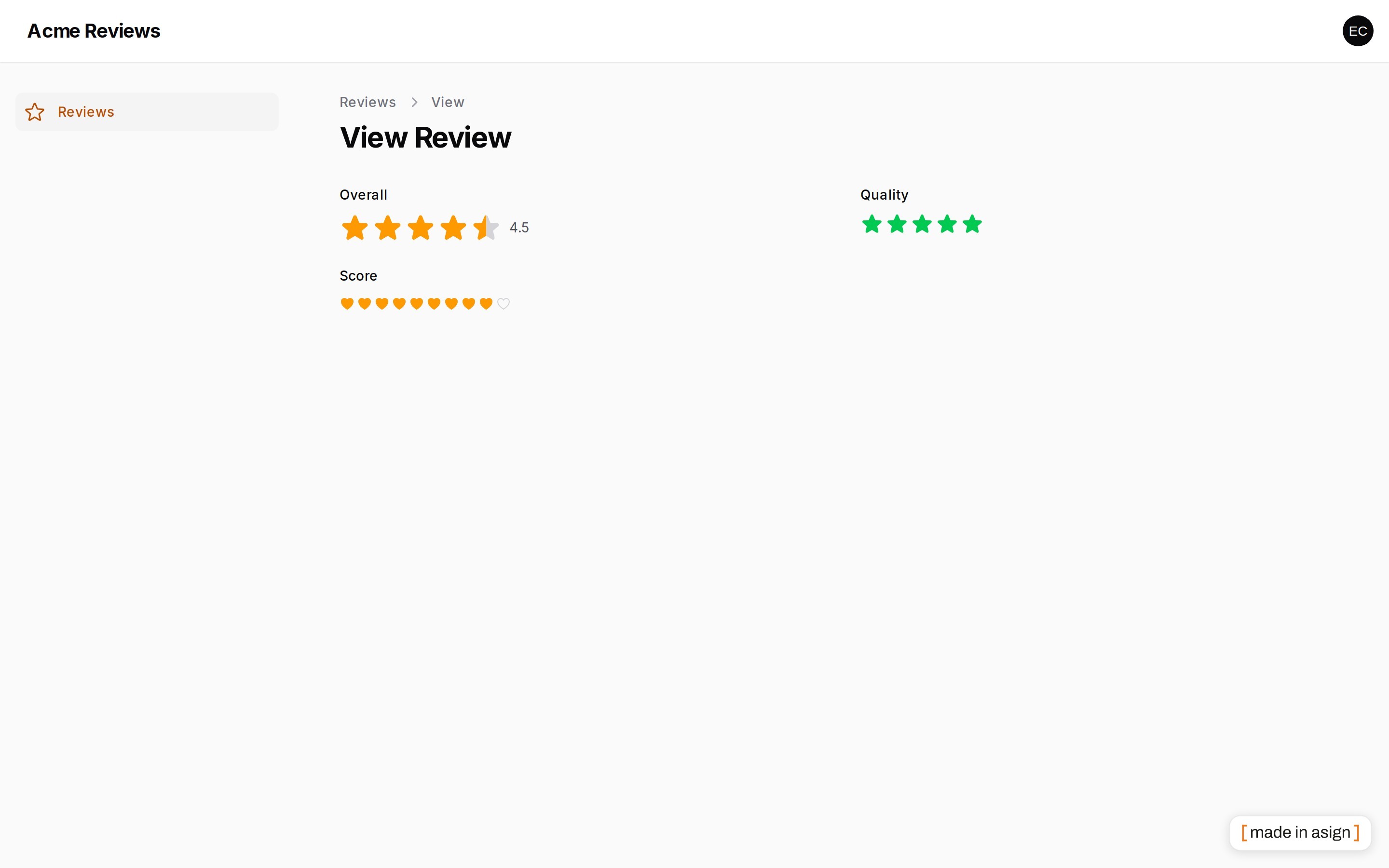 Rating entries in an infolist