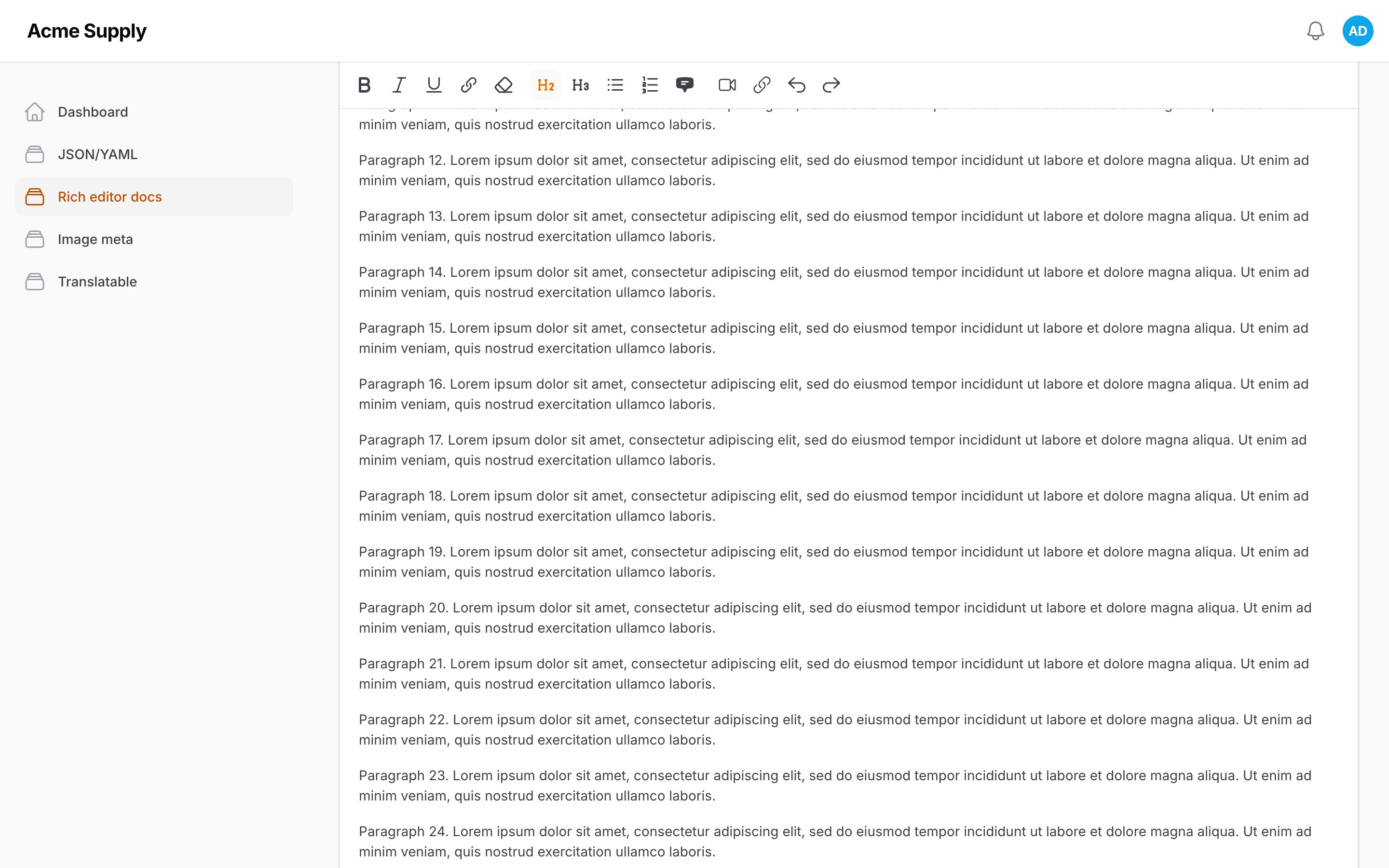 The toolbar stays visible while scrolling a long document