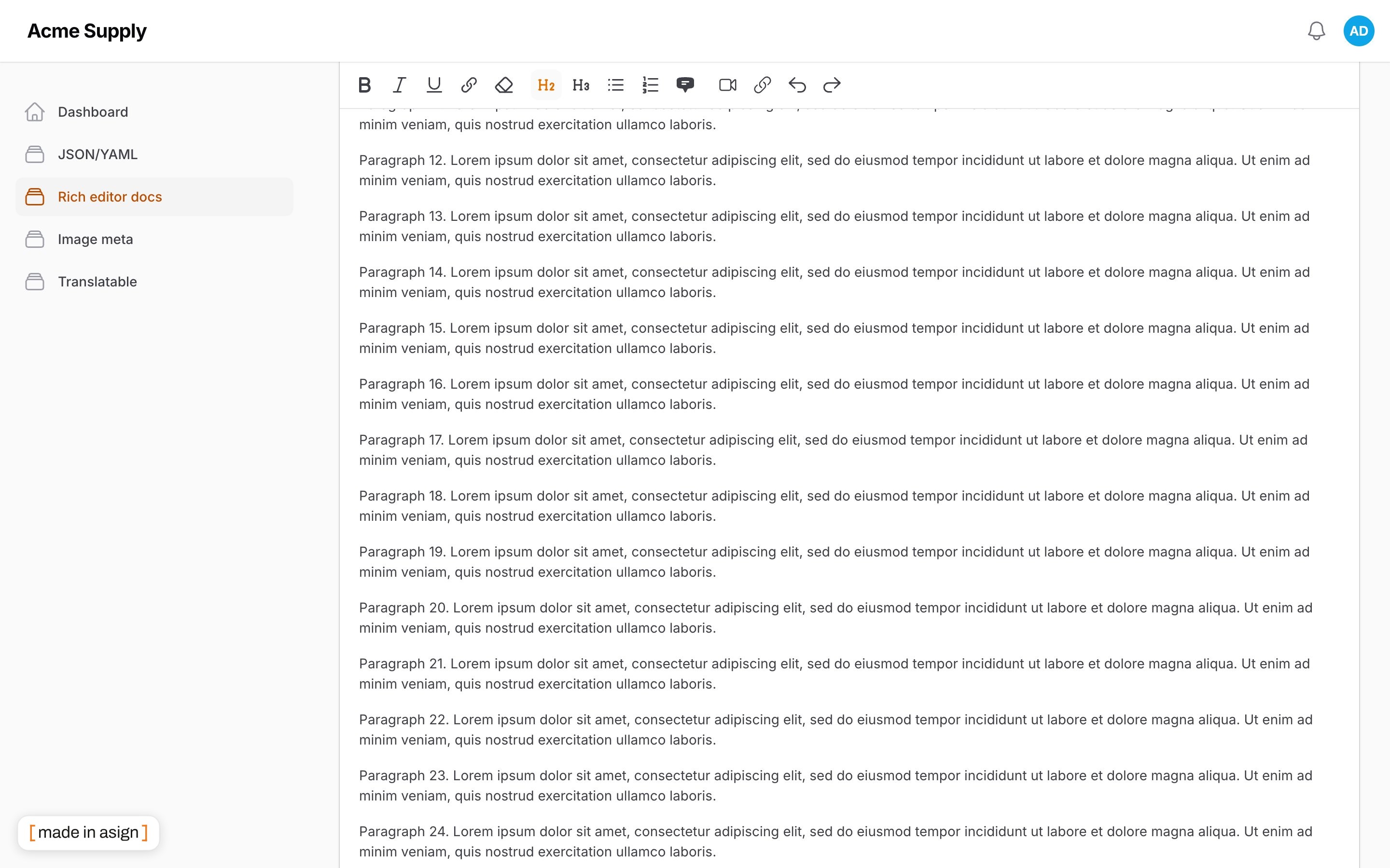 The toolbar stays visible while scrolling a long document