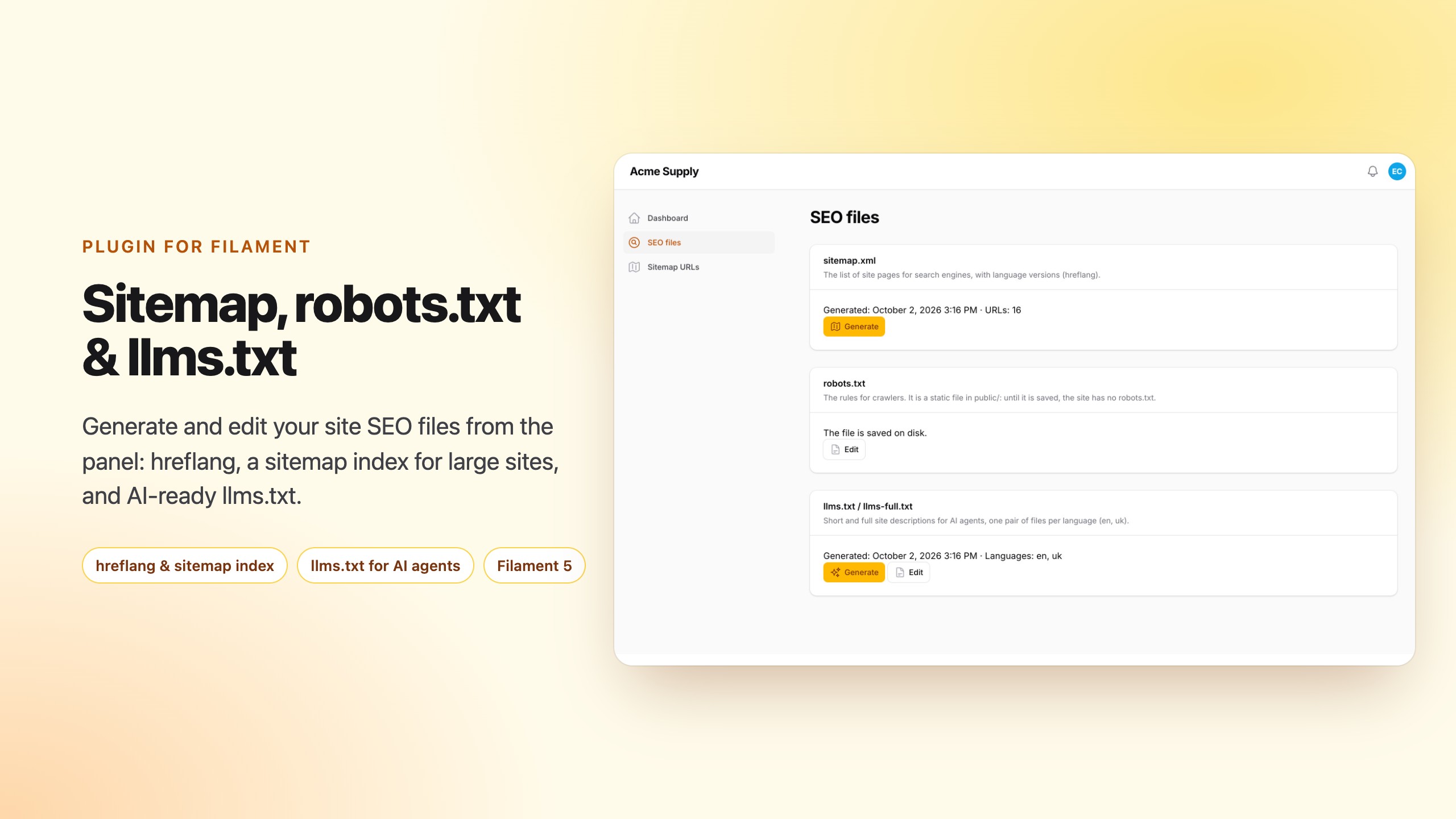Filament SEO Files
