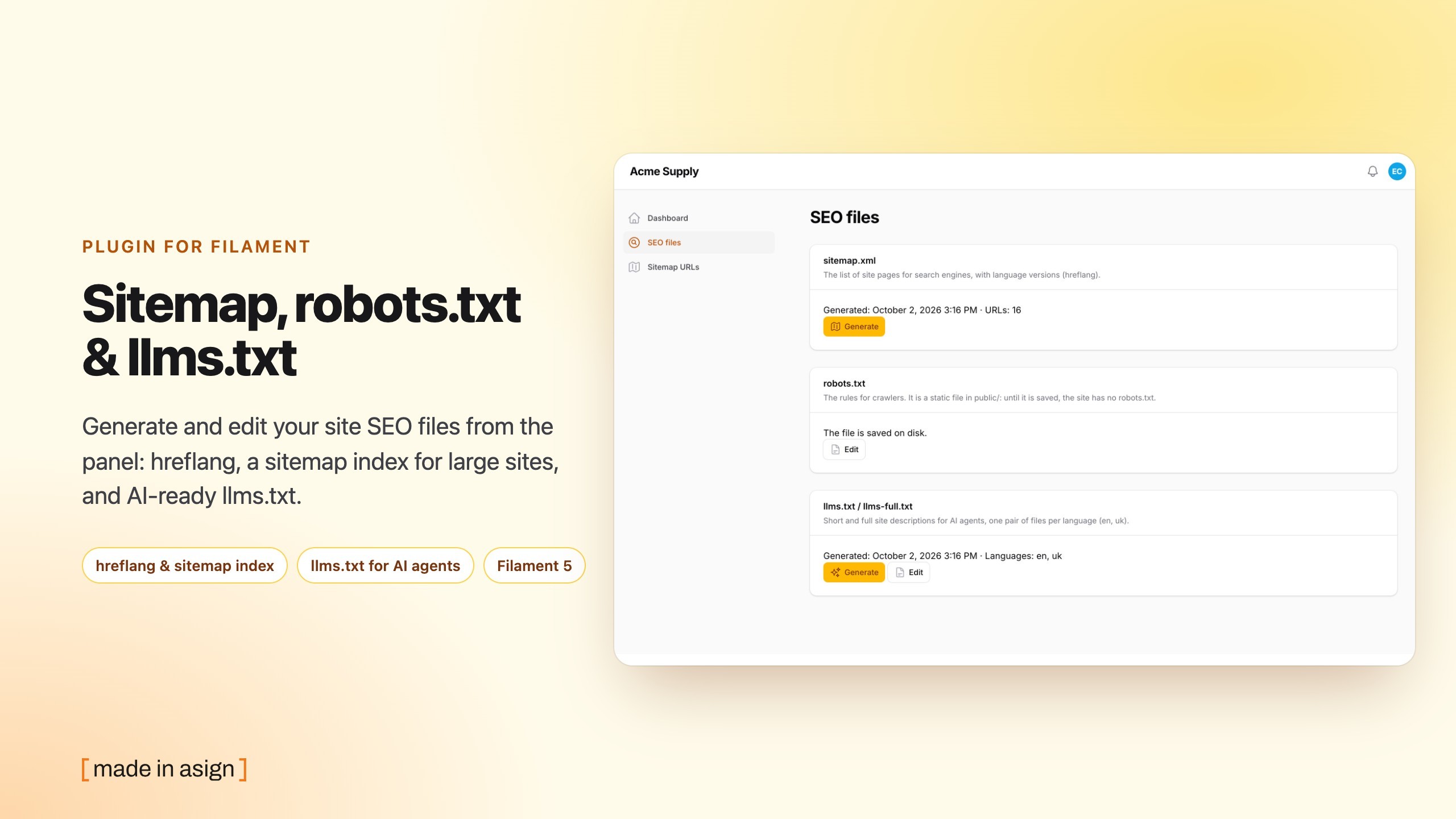 Filament SEO Files