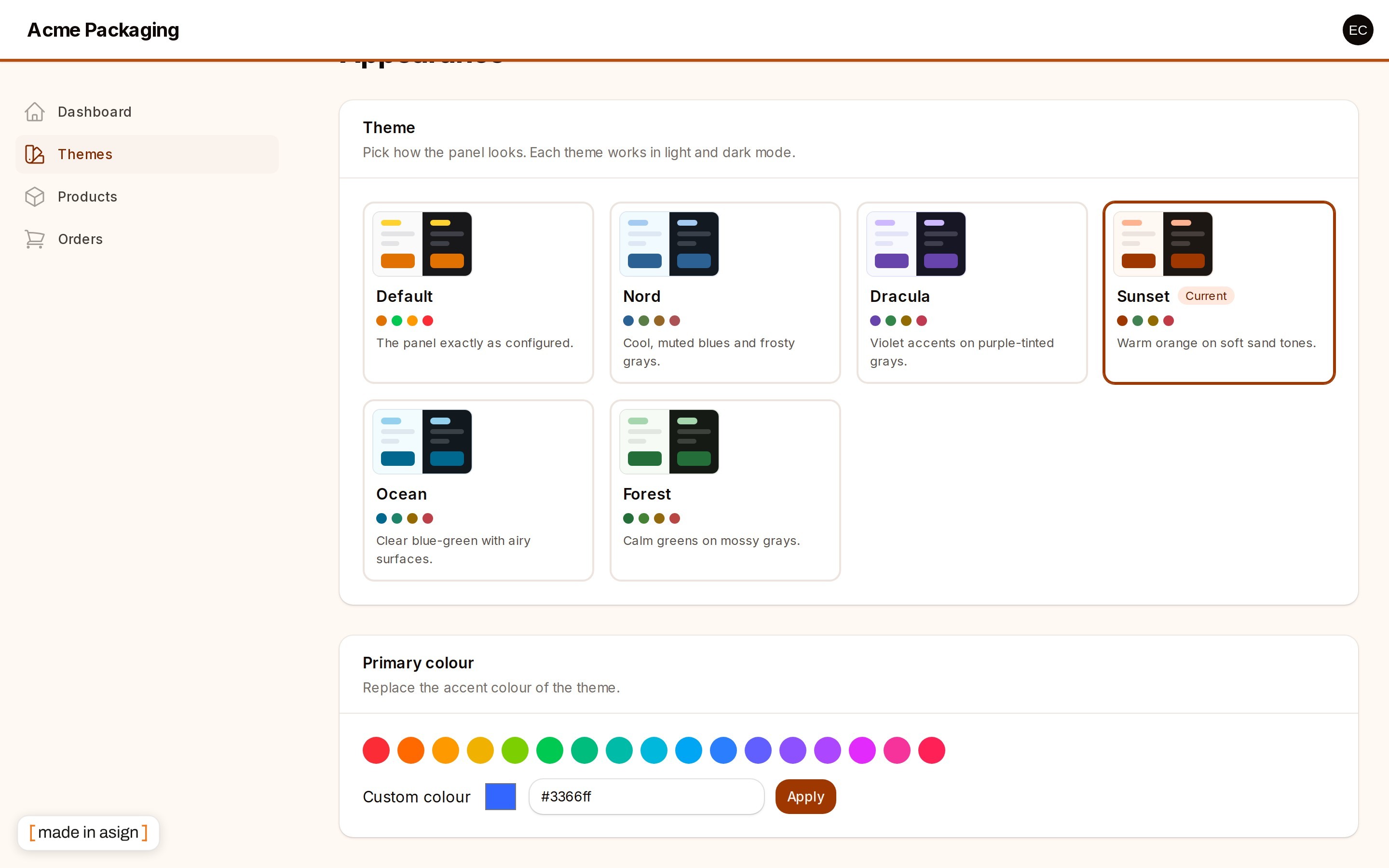 The primary colour picker