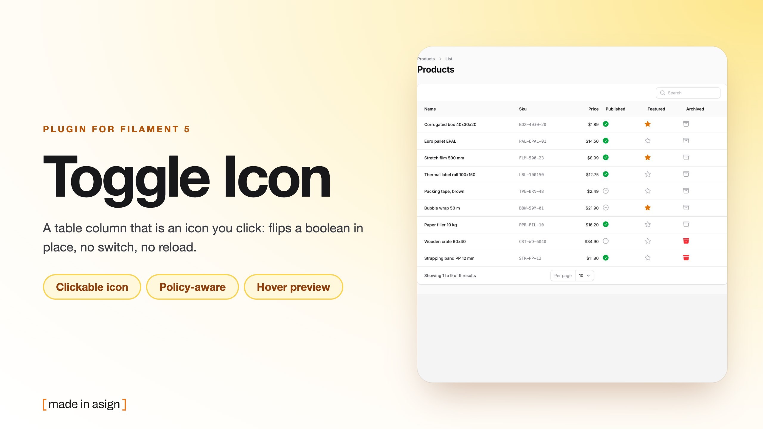 Filament Toggle Icon Column