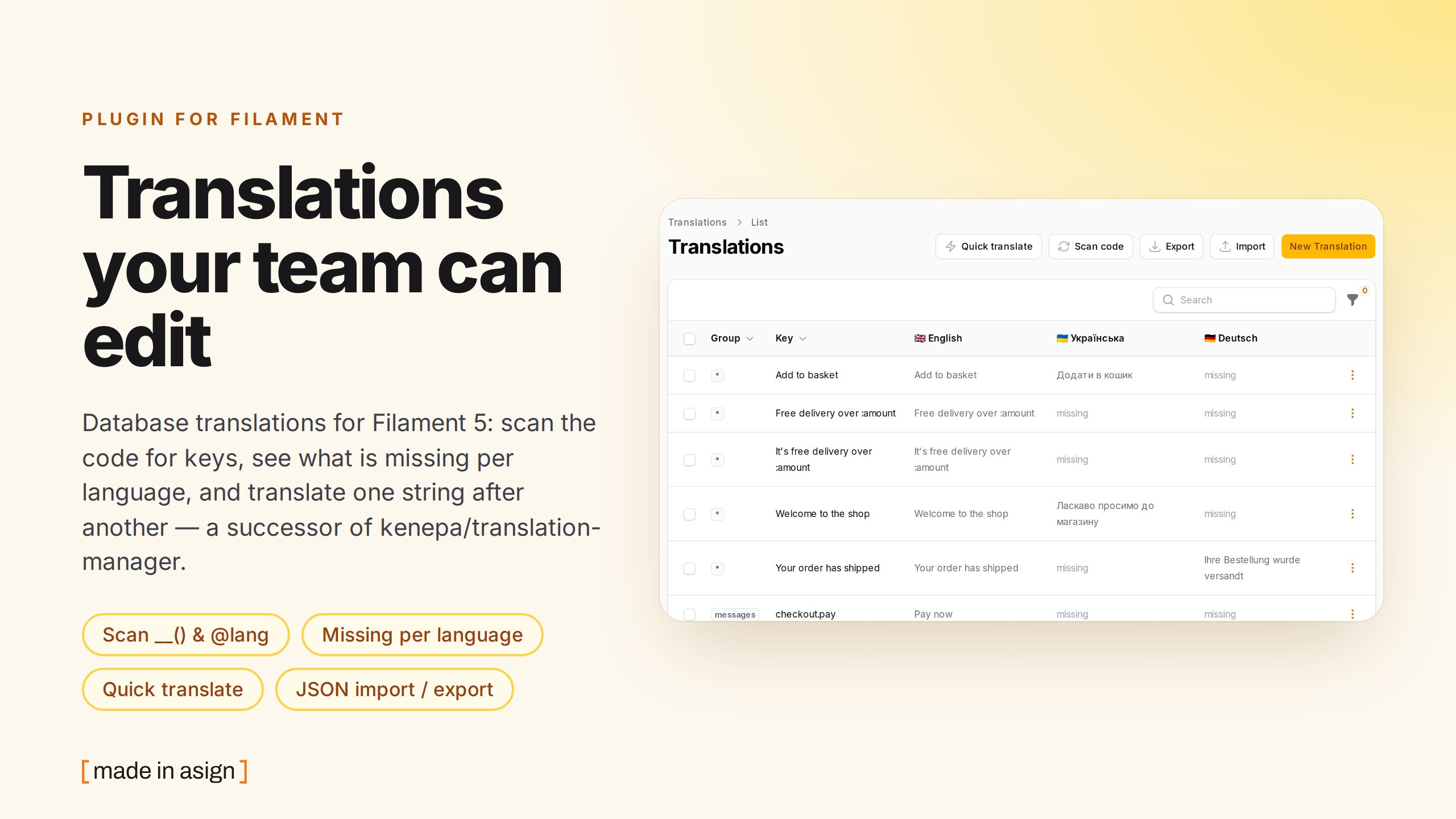 Filament Translation Manager