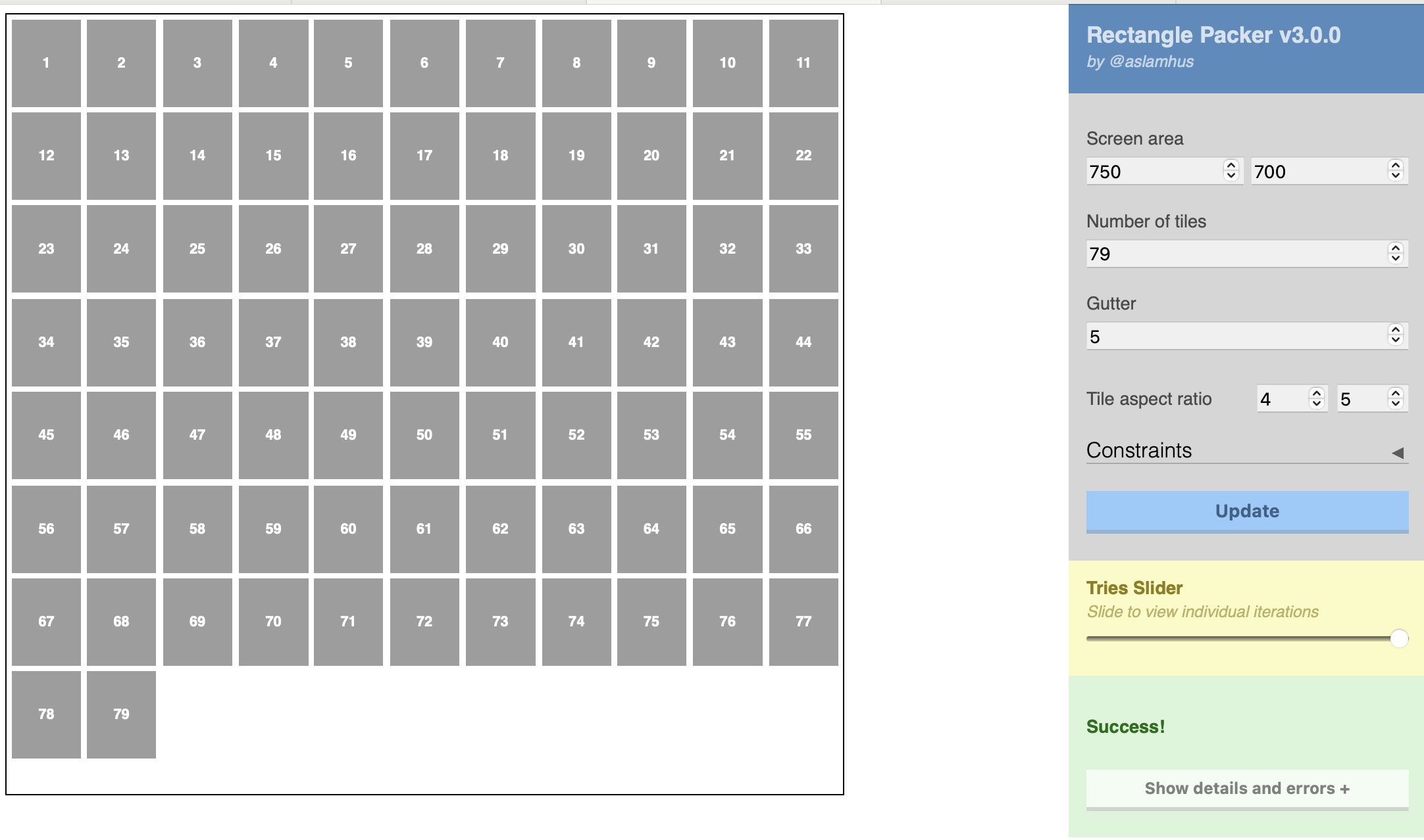 rectangle packing algorithm visualizer