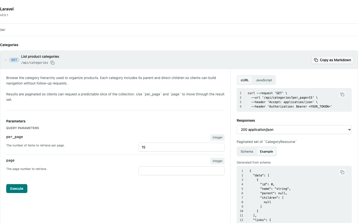 Spectacular API reference