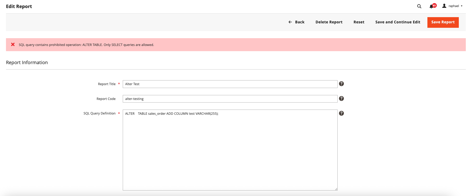 ALTER TABLE Restriction