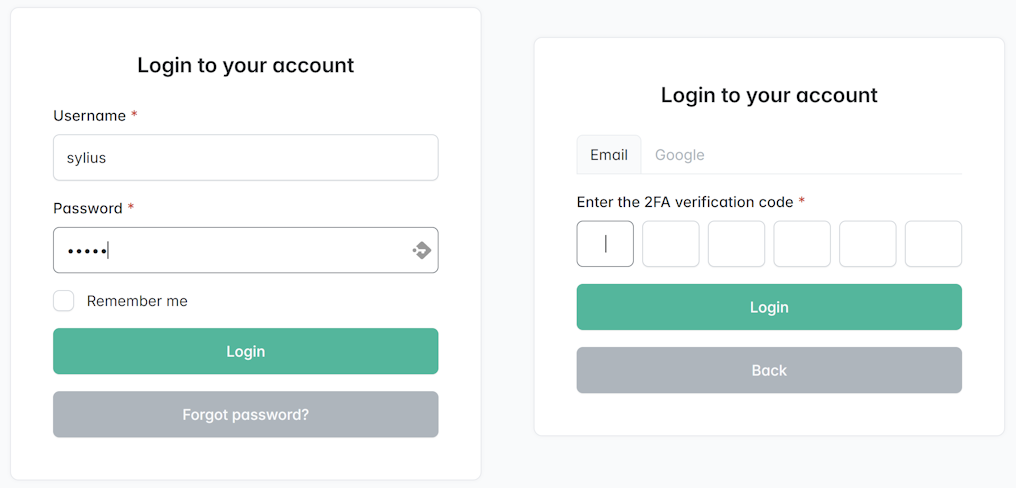 Login workflow with 2FA enabled