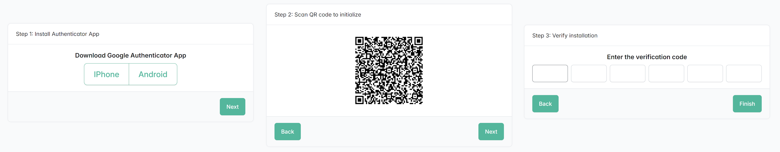 Setup 2FA for a user account