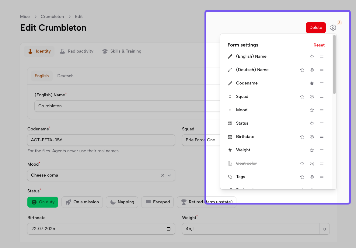 formsettings panel