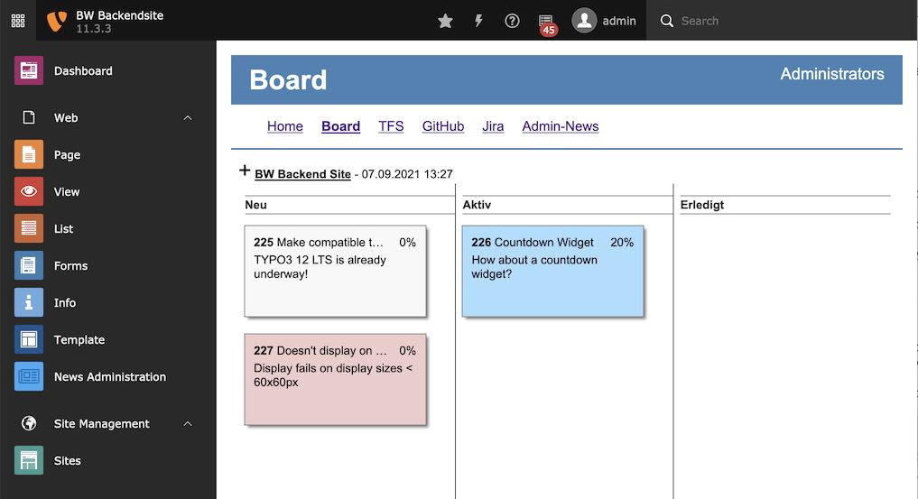 Example of a simple task board