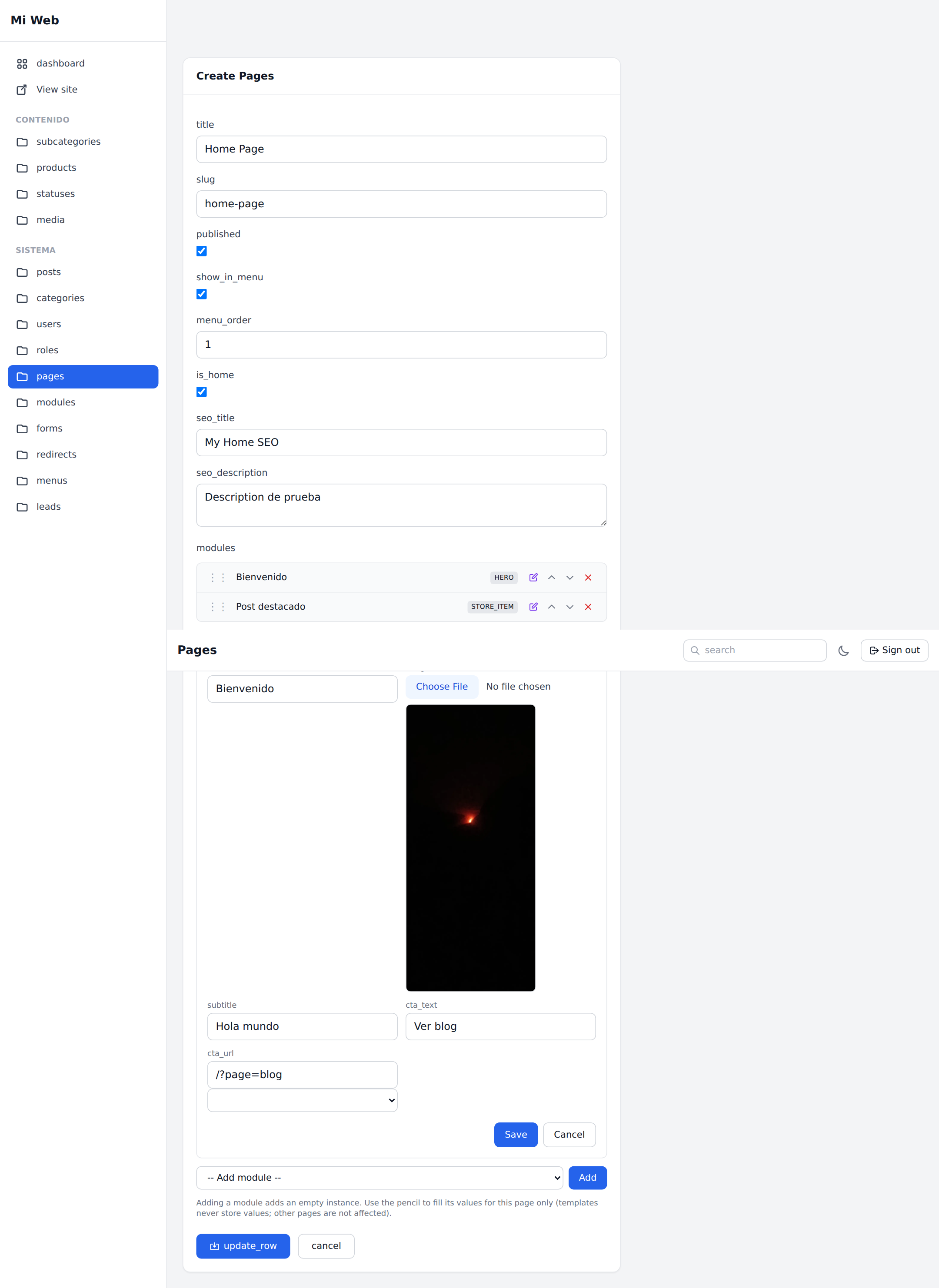 Module inline editor