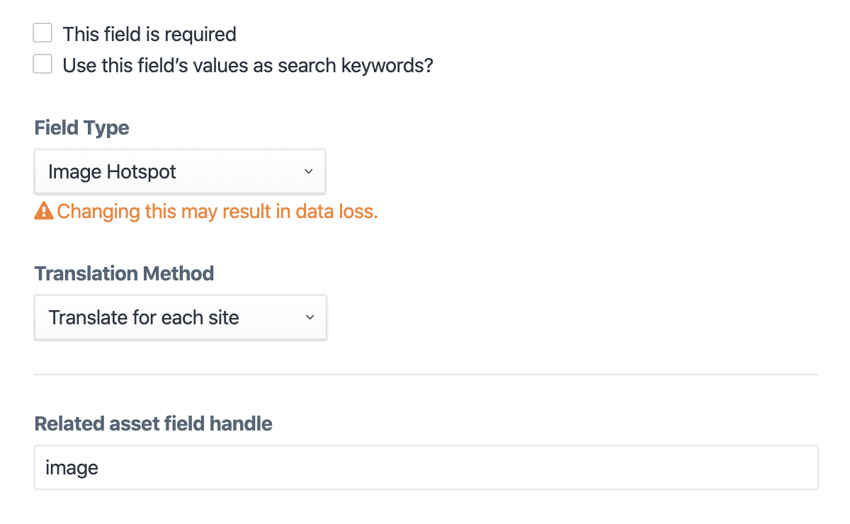 Field settings screen