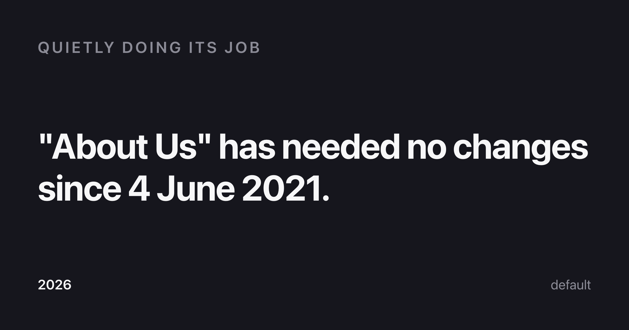 A downloadable card: "About Us" has needed no changes since 4 June 2021.