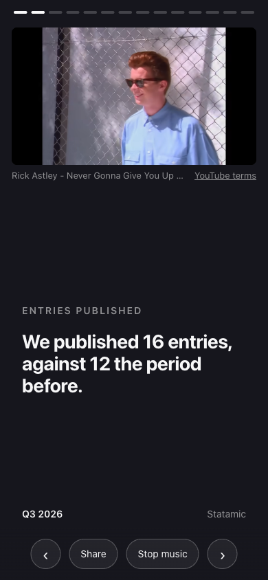 The public page on a phone, written as "we", with a YouTube song playing