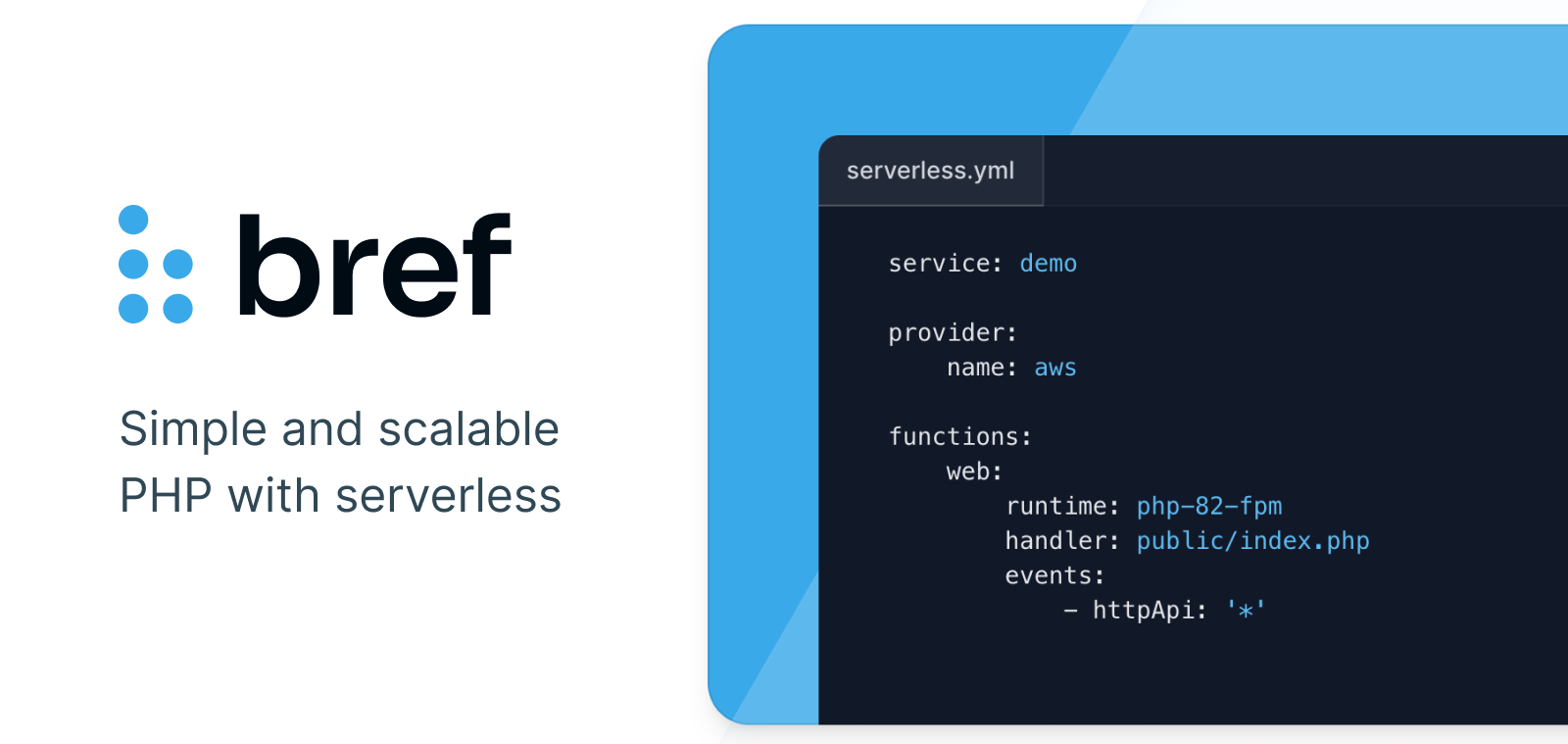 Running PHP made simple. Bref provides tools and documentation to easily deploy and run serverless PHP applications. Learn more