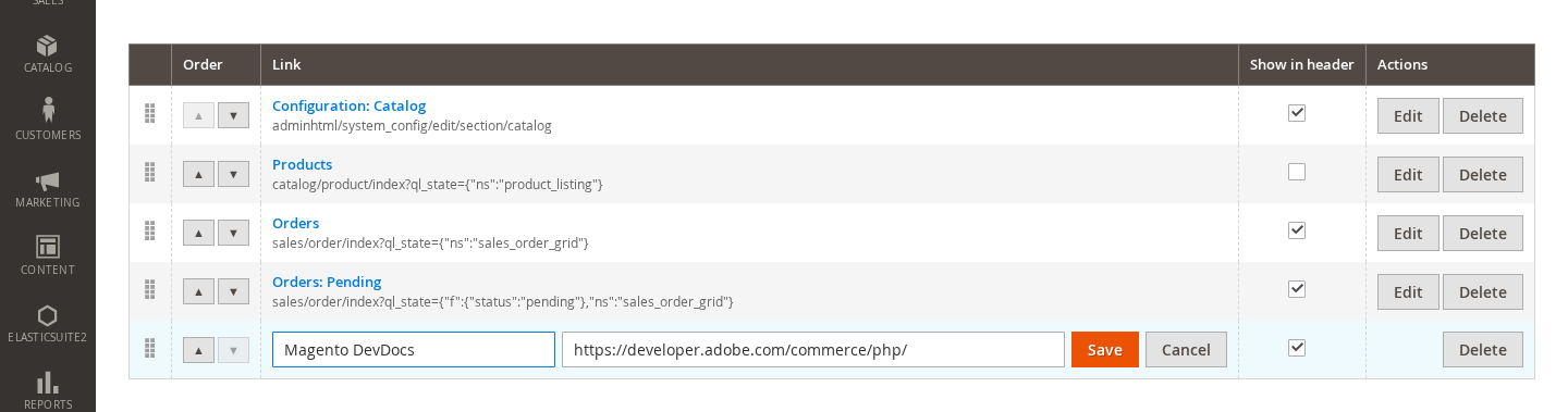 Editing an external link