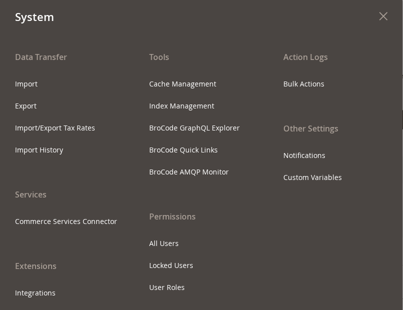 The BroCode Quick Links entry under System → Tools