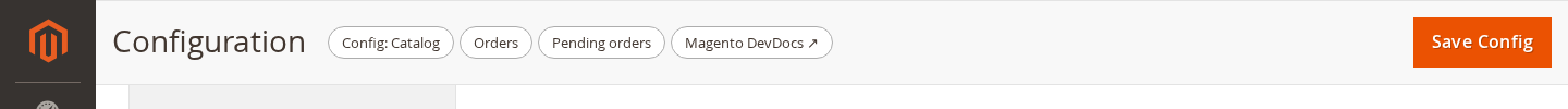 Quick links inside the sticky action bar on a configuration page