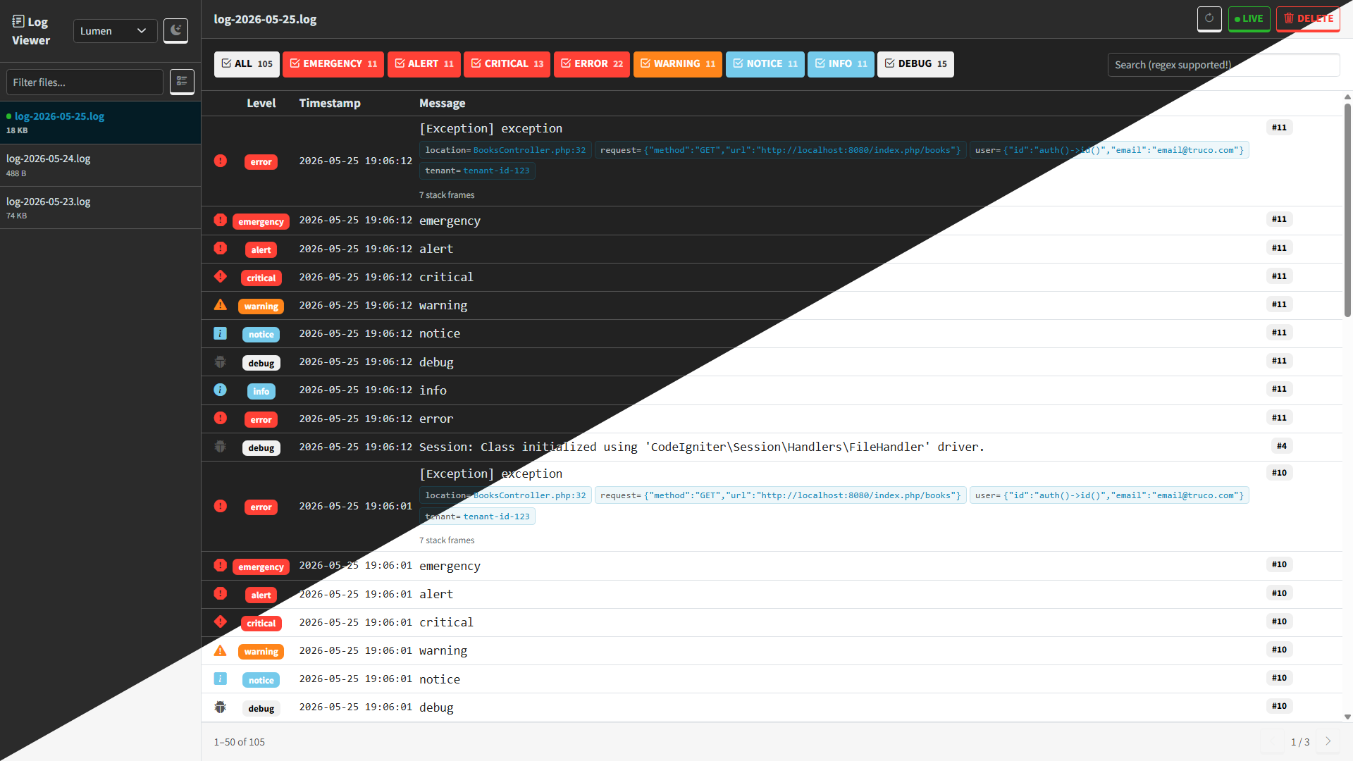 Log Viewer — lumen theme