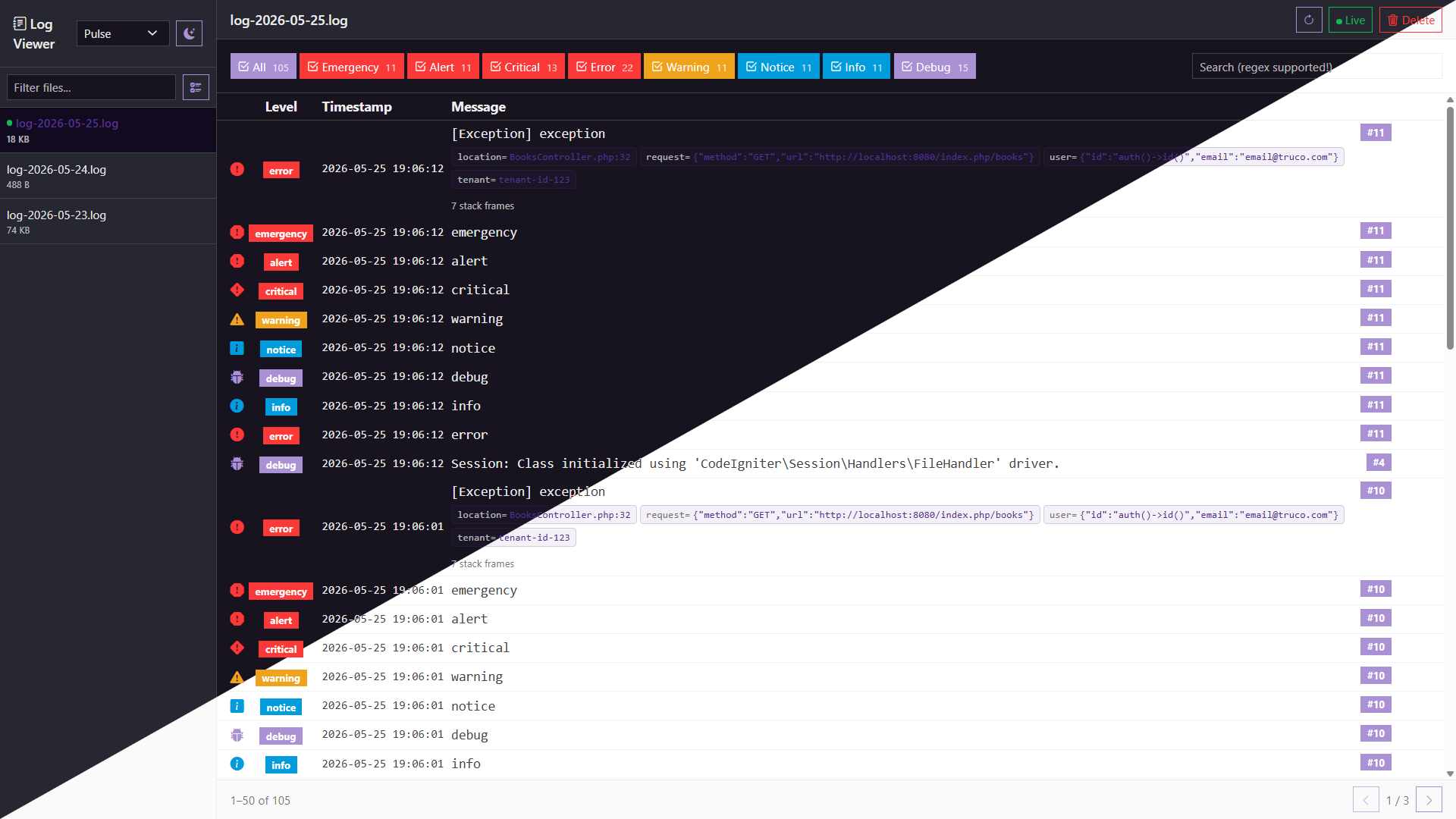 Log Viewer — pulse theme