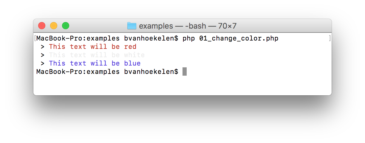 PHP Terminal style set text color