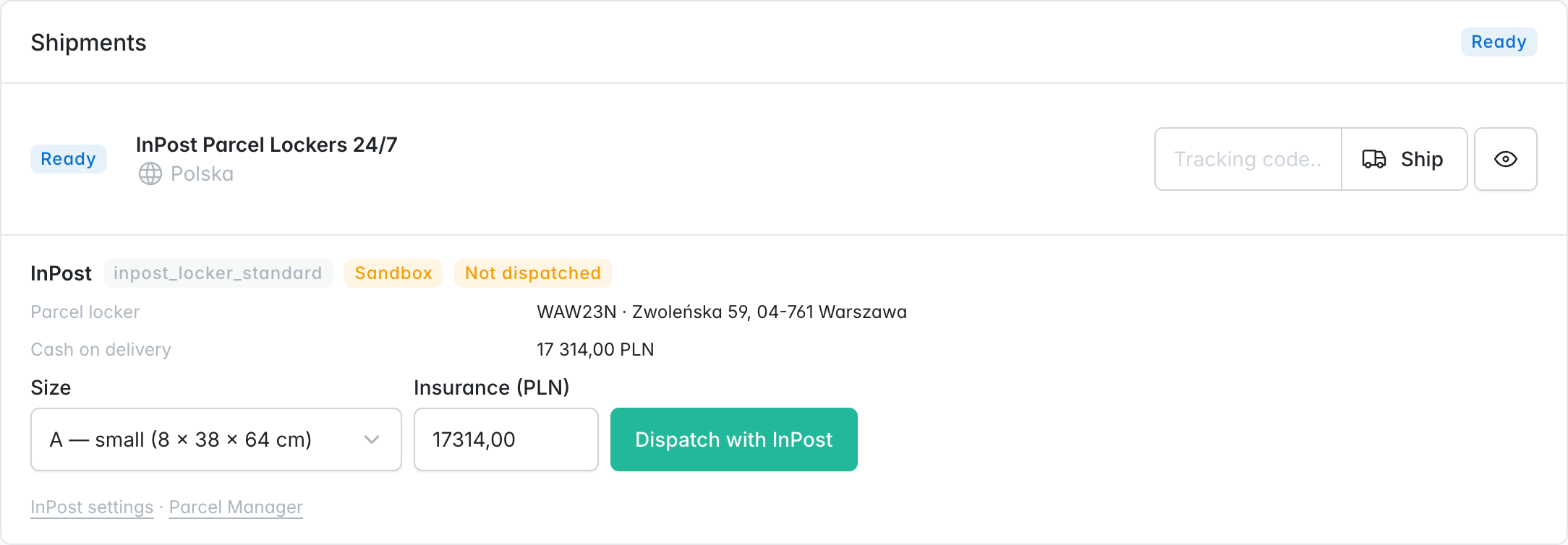 InPost block on the order page