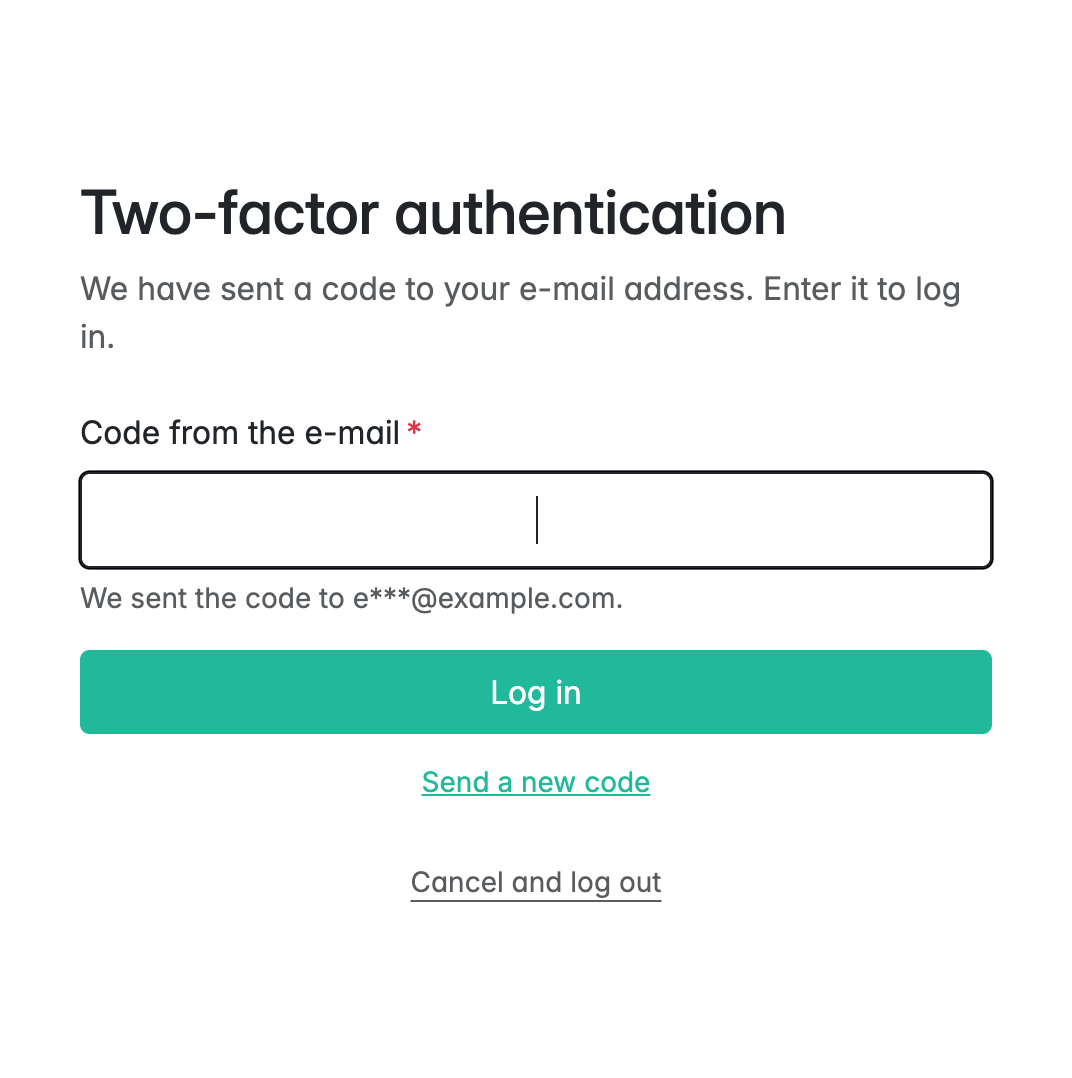 Second factor with an e-mail code