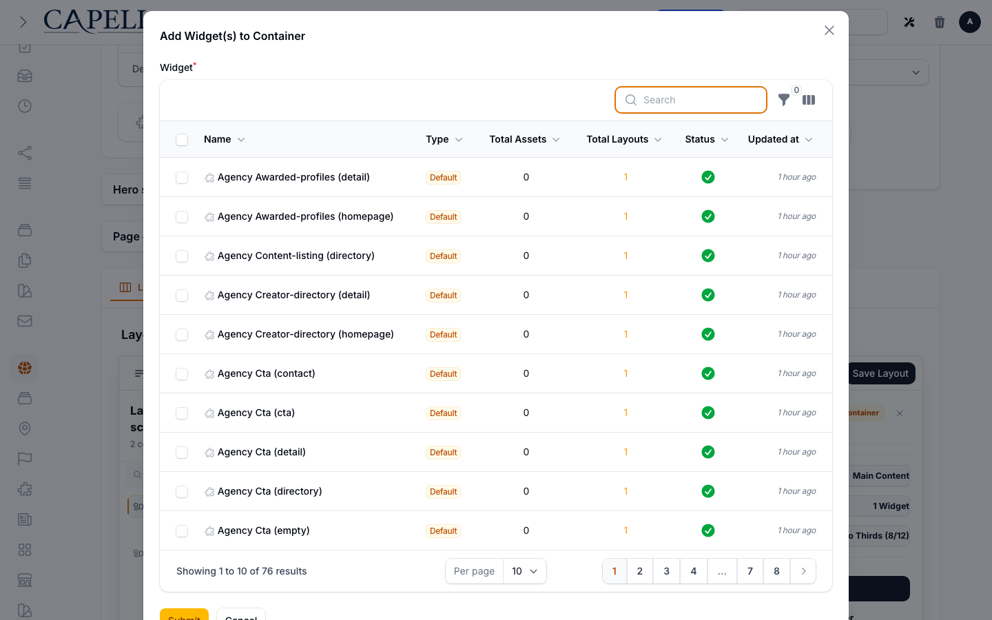 Layout Builder add widget action