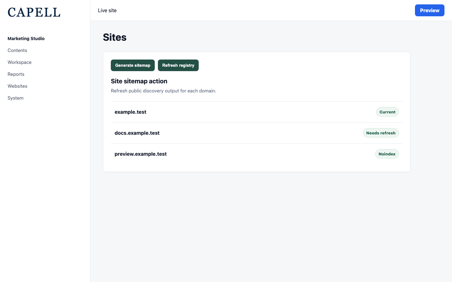 Site resource sitemap action