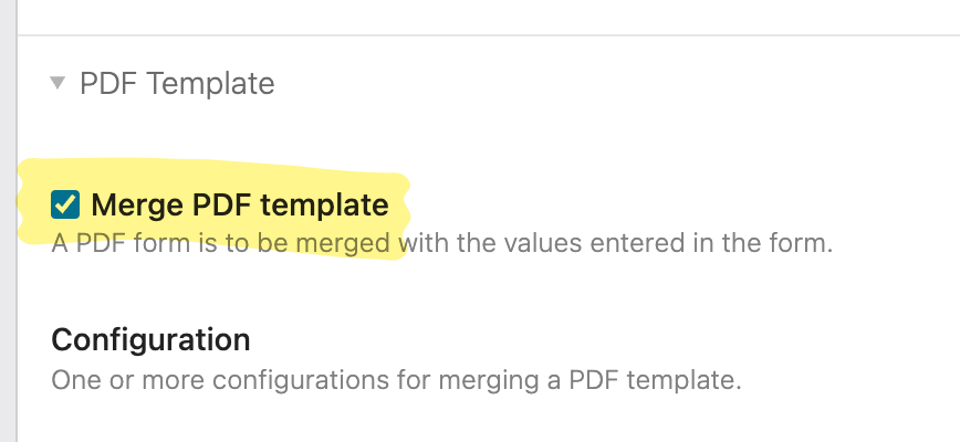 Enable the merging of data into PDF templates