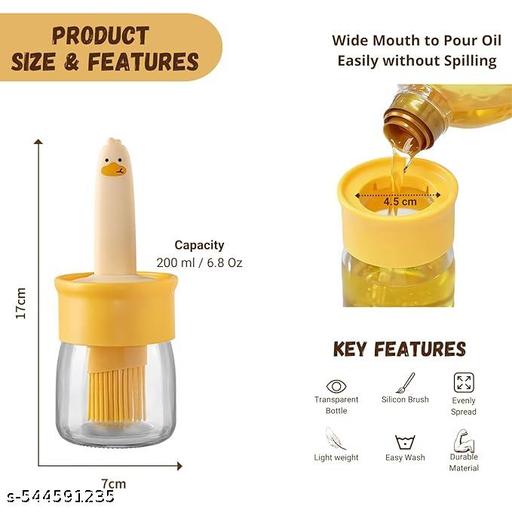 Oil Dispenser for Kitchen, 2 IN 1 Oil Dispenser Bottle with Silicone Basting Brush for Cooking Vinegar Sauce BBQ Grill Frying Baking,Air Fryer (pack of 2) - Chappale