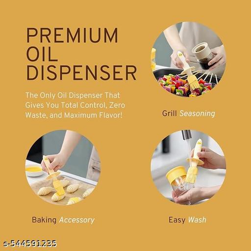 Oil Dispenser for Kitchen, 2 IN 1 Oil Dispenser Bottle with Silicone Basting Brush for Cooking Vinegar Sauce BBQ Grill Frying Baking,Air Fryer (pack of 2) - Chappale