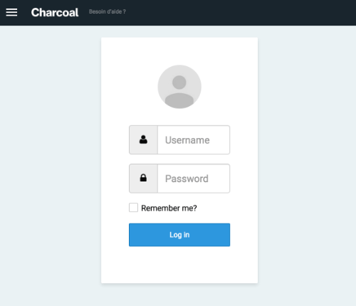 Screen capture of Charcoal's administration login page