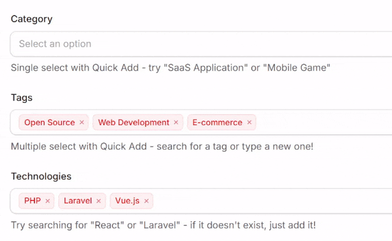 Quick Add Select Demo