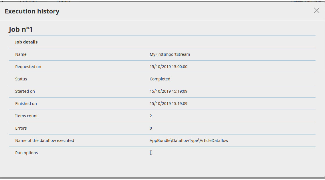 Job execution details