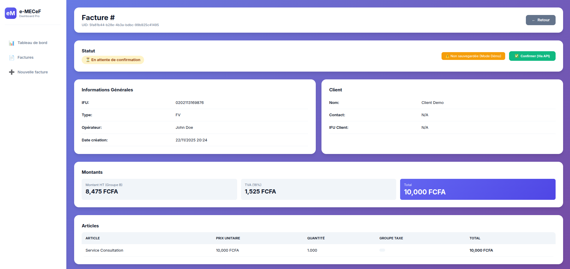 Confirmation Facture