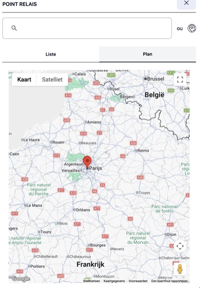 Relay points displayed on Google Maps