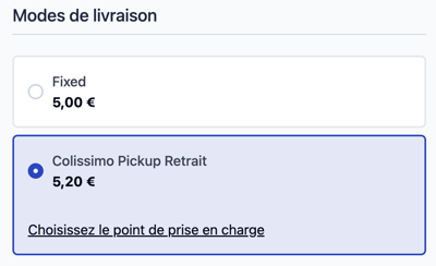 Delivery method label in checkout