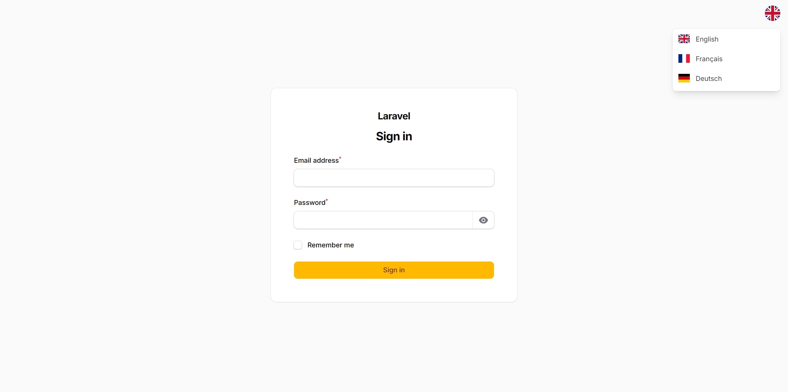 Language Switcher on Auth Pages