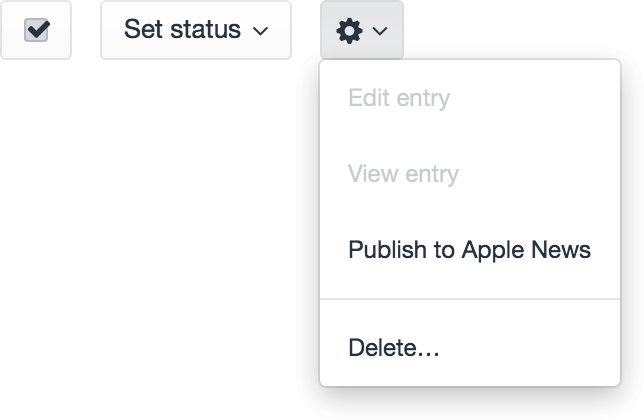 The “Publish to Apple News” bulk entry action