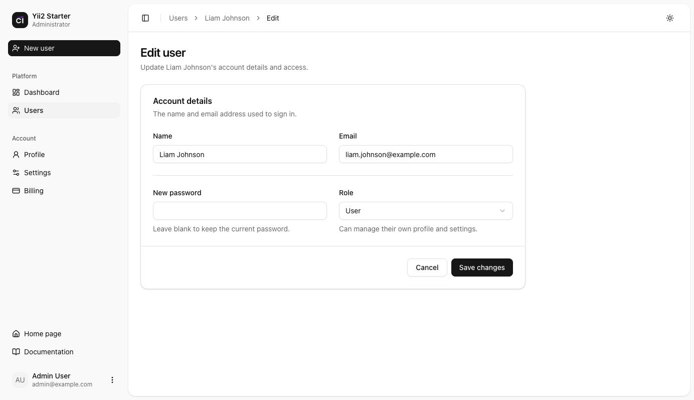 Edit user form