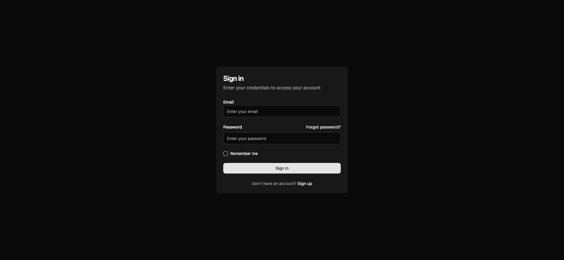Sign In - Dark Theme