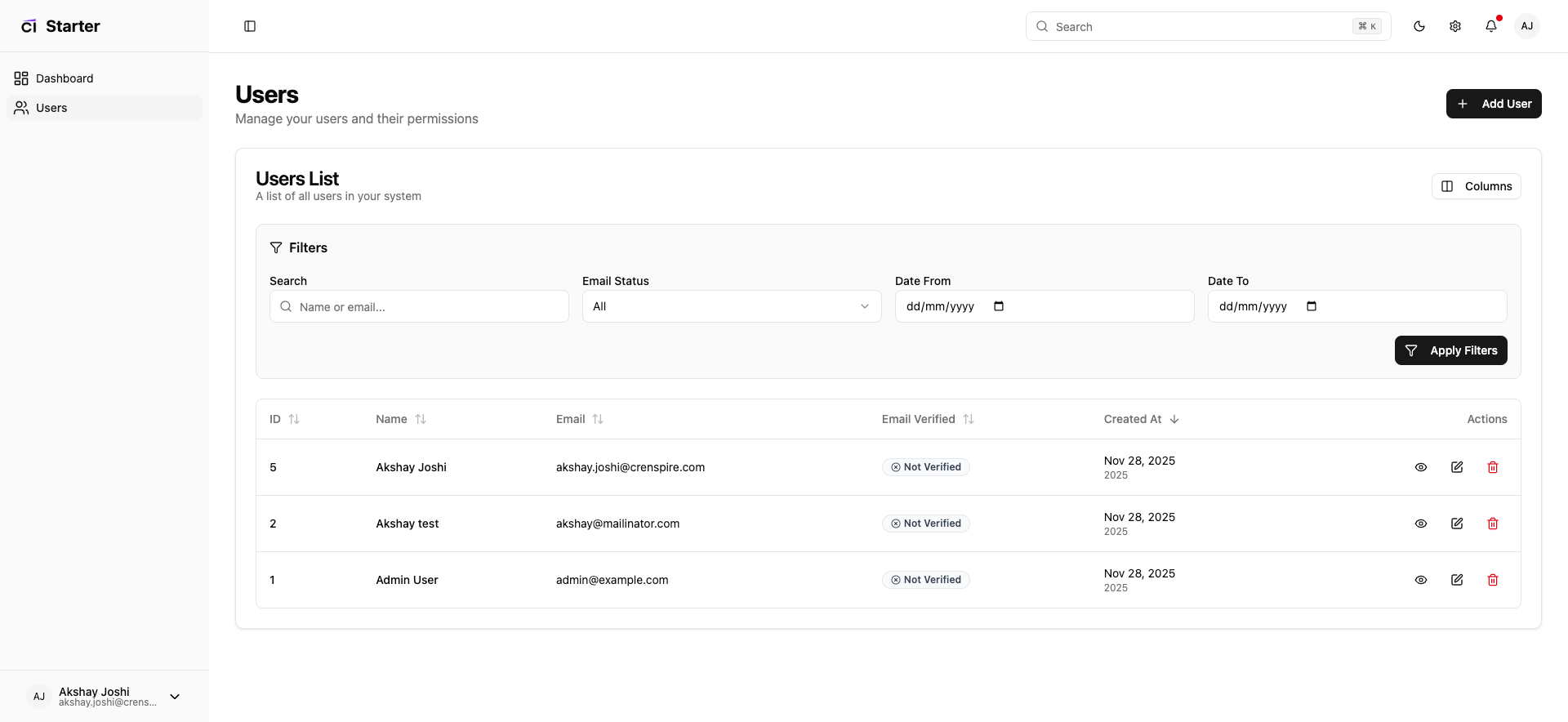 Users Management - Light Theme