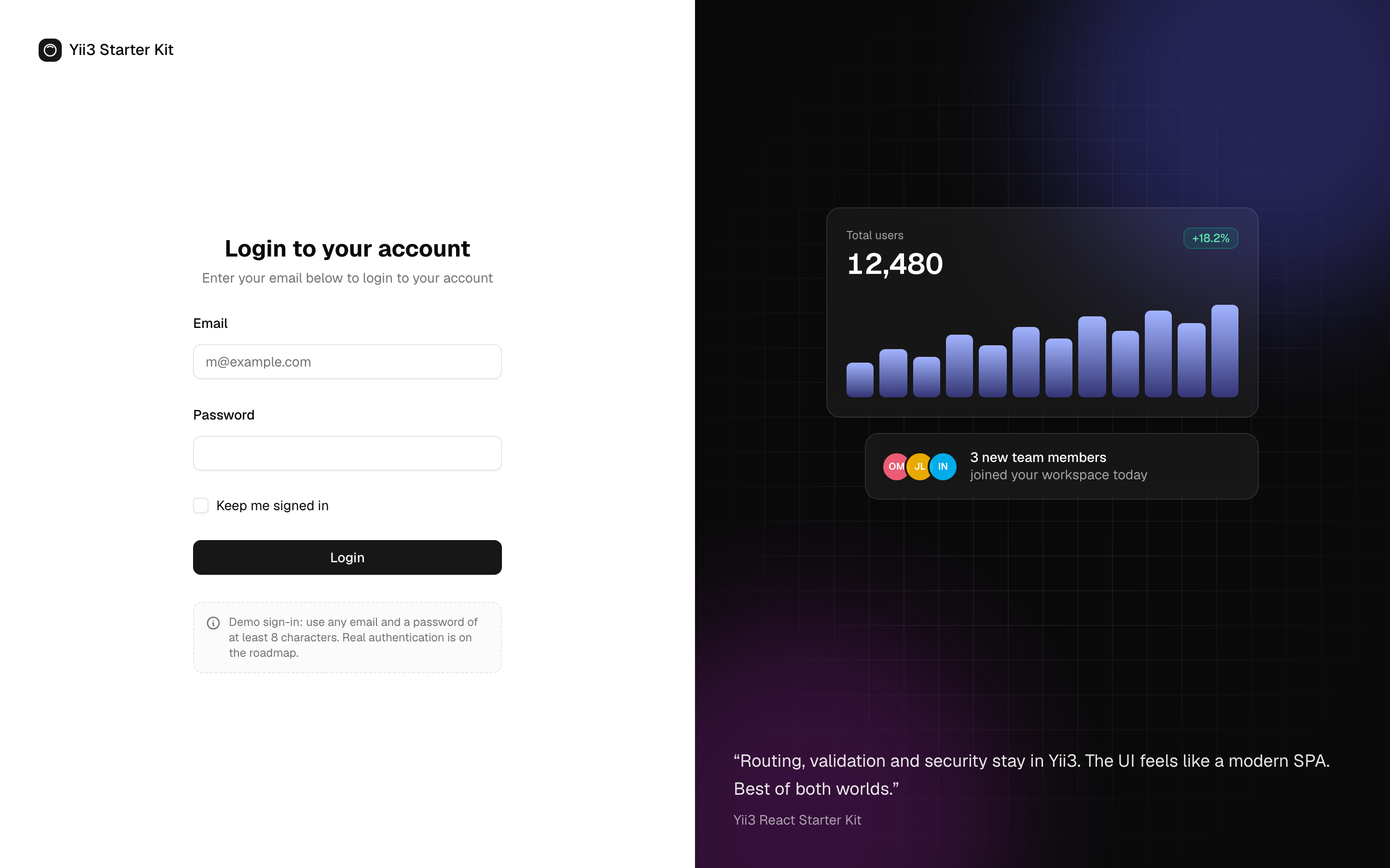 Login page