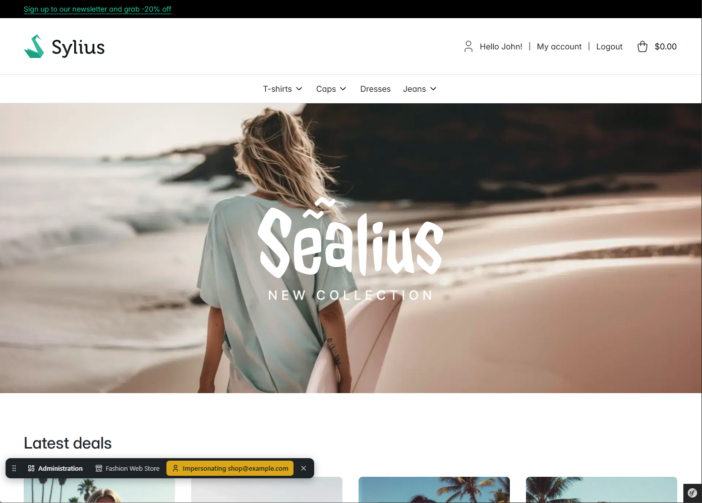Sylius QuickEditBarPlugin Impersonation Demo