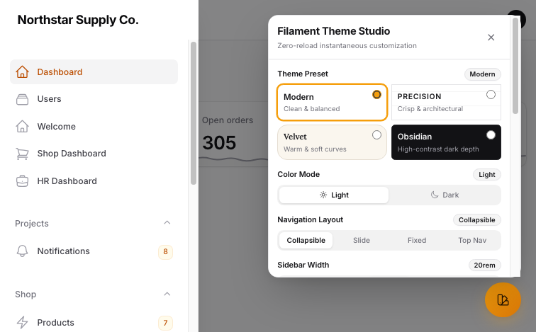 Filament Theme Studio - Light Mode